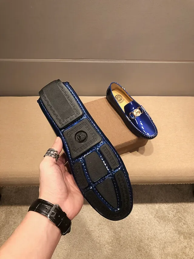 Versace Chain Reaction Glossy Blue Medusa Loafers 6