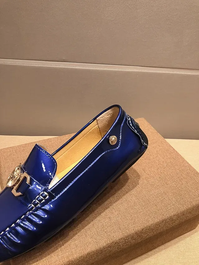 Versace Chain Reaction Glossy Blue Medusa Loafers 8