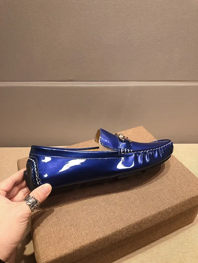 Versace Chain Reaction Glossy Blue Medusa Loafers 9