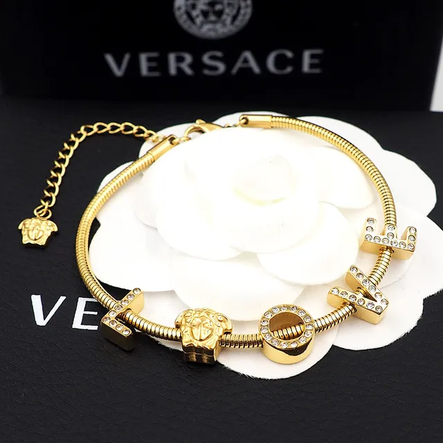 Versace Love Medusa सर्प चेन गोल्ड टोन ब्रेसलेट 4