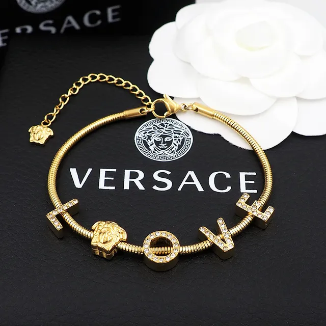 Versace Love Medusa सर्प चेन गोल्ड टोन ब्रेसलेट 6