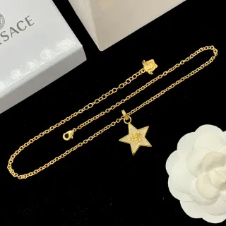Versace Medusa 星 Pavé 水晶金色调项链