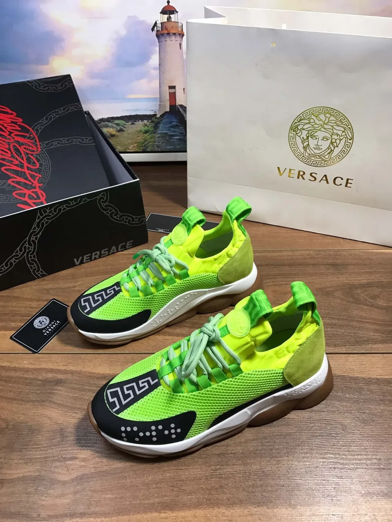 生活方式运动鞋 Versace Odissea 霓虹绿黑 7