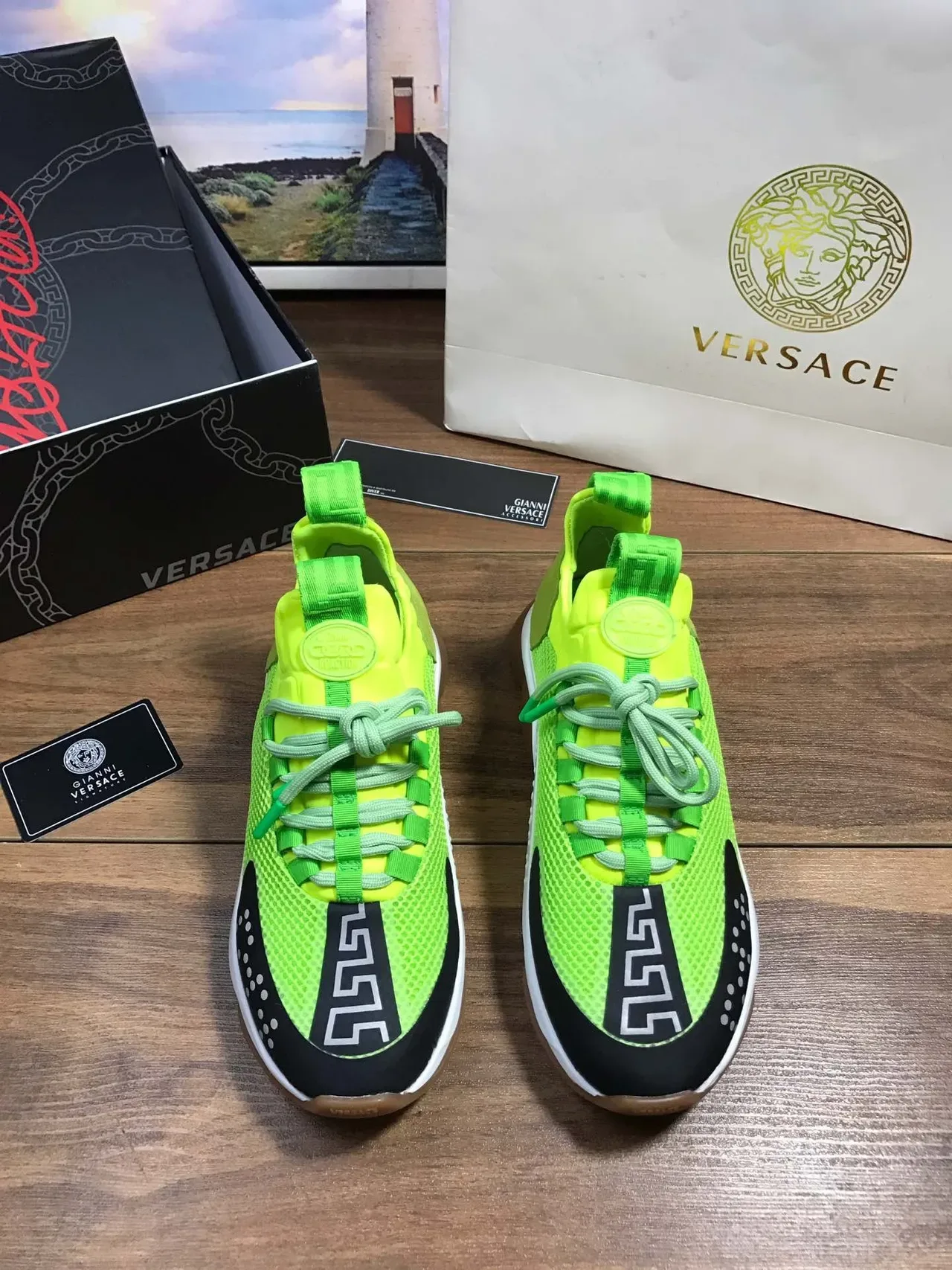生活方式运动鞋 Versace Odissea 霓虹绿黑 8
