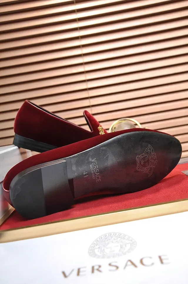 Versace Odissea Velvet Red Gold Embroidered Loafers 3