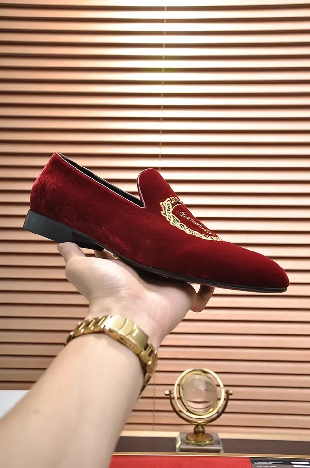Versace Odissea Velvet Red Gold Embroidered Loafers 4