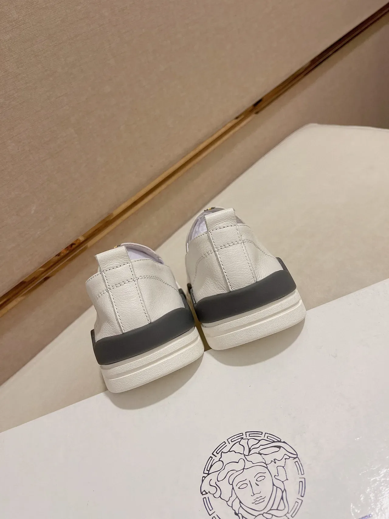 Versace White Gold Slip-On Construction Baroque Print Lifestyle Sneakers 3