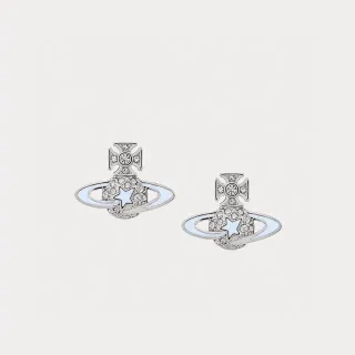 Vivienne Westwood Orb فضي أزرق نمط Pavé بلور تزيين أقراط