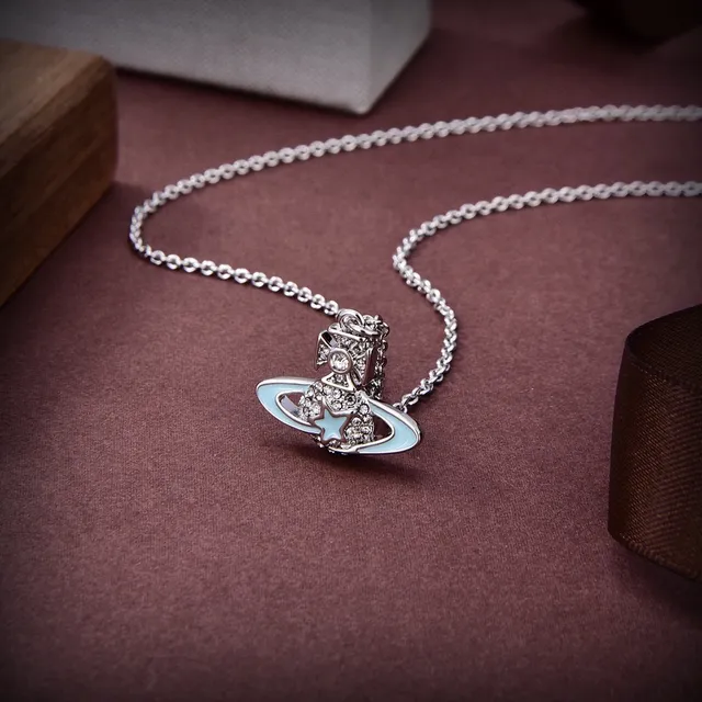 Vivienne Westwood Orb चाँदी नीला मोटिफ पावे क्रिस्टल सजावट कर्णफूल 5