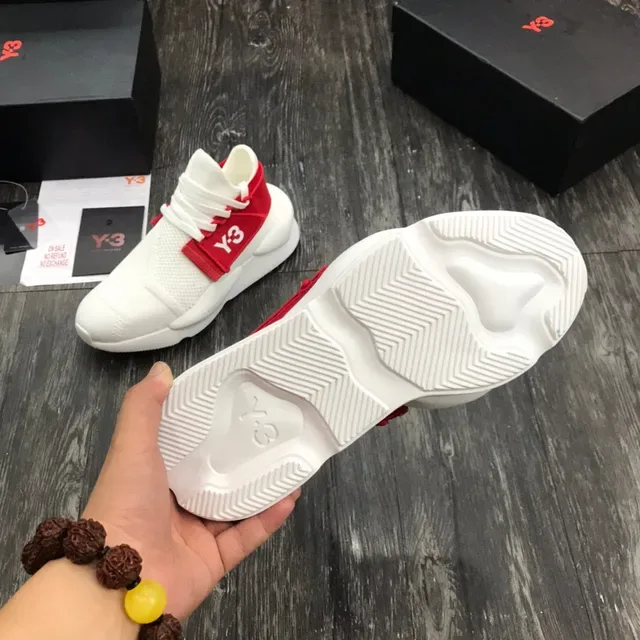 Y-3 أبيض أحمر منسوجة علوية حزام مطاطي أحذية رياضية أسلوب حياة 2