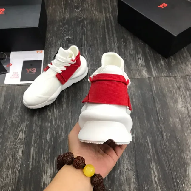 Y-3 أبيض أحمر منسوجة علوية حزام مطاطي أحذية رياضية أسلوب حياة 3
