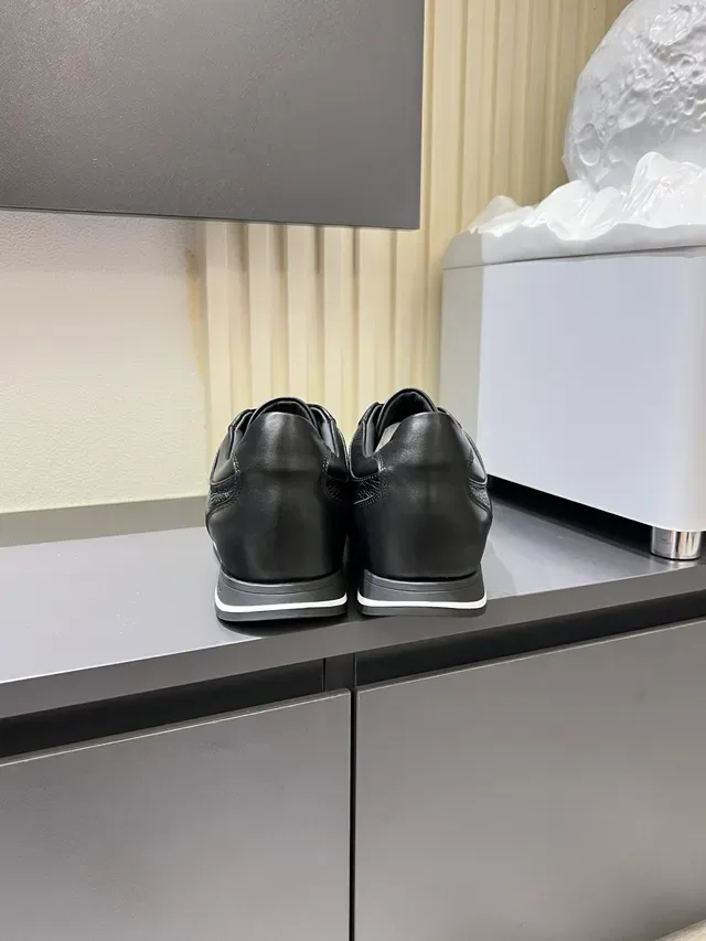 Zegna 黑色皮革休闲运动鞋 2