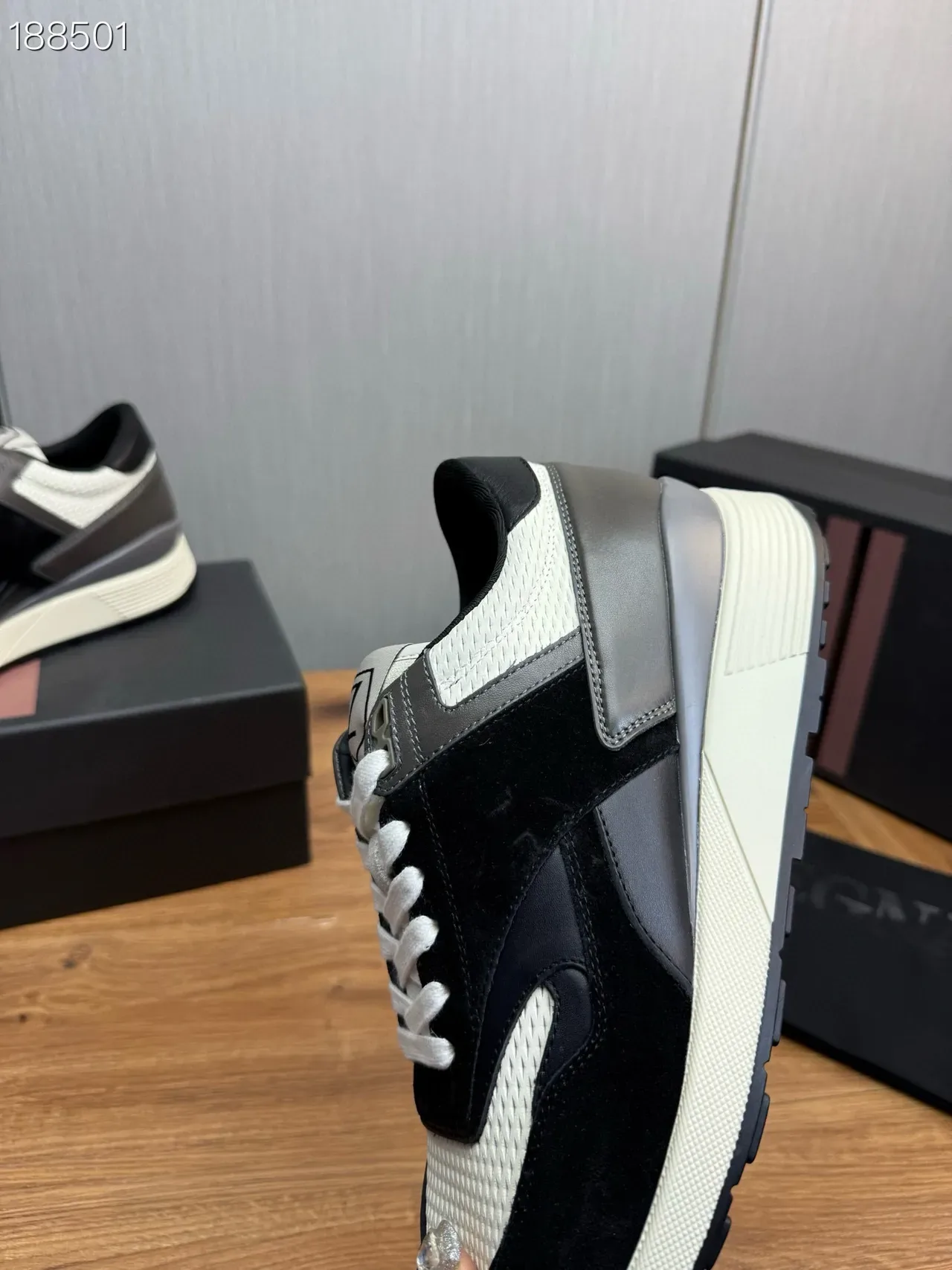 Zegna Black White Mixed-Material Upper Color Blocking Lifestyle Sneakers 5