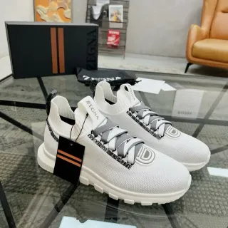 Zegna Oasi सफेद भूरा बुनाई मोजा फिट ऊपरी एकीकृत लेस सिस्टम जीवनशैली स्नीकर