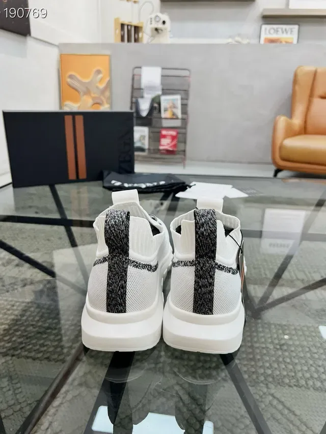 Zegna Oasi White Gray Knit Sock-Fit Upper Integrated Lace System Lifestyle Sneakers 2