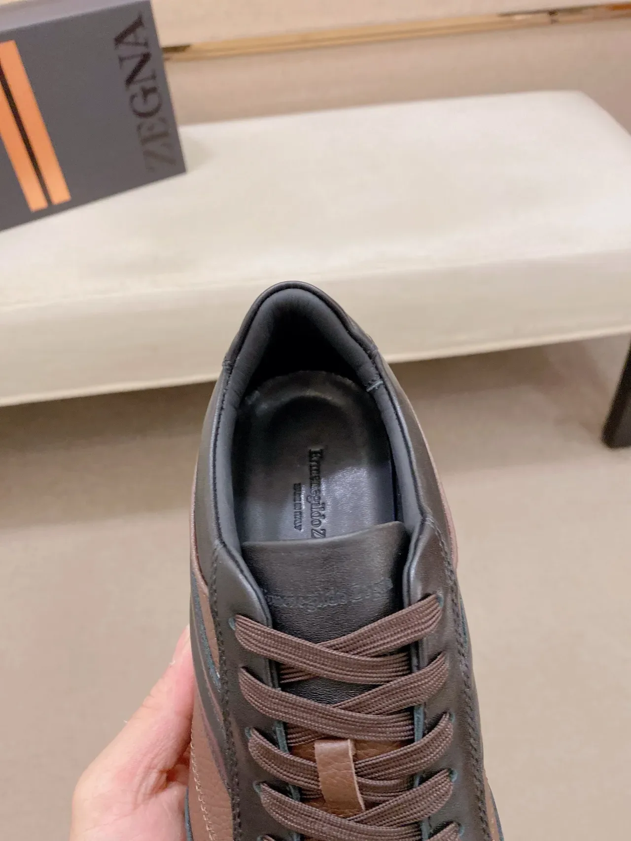 Zegna Two-Tone Leather Lifestyle Sneakers 3