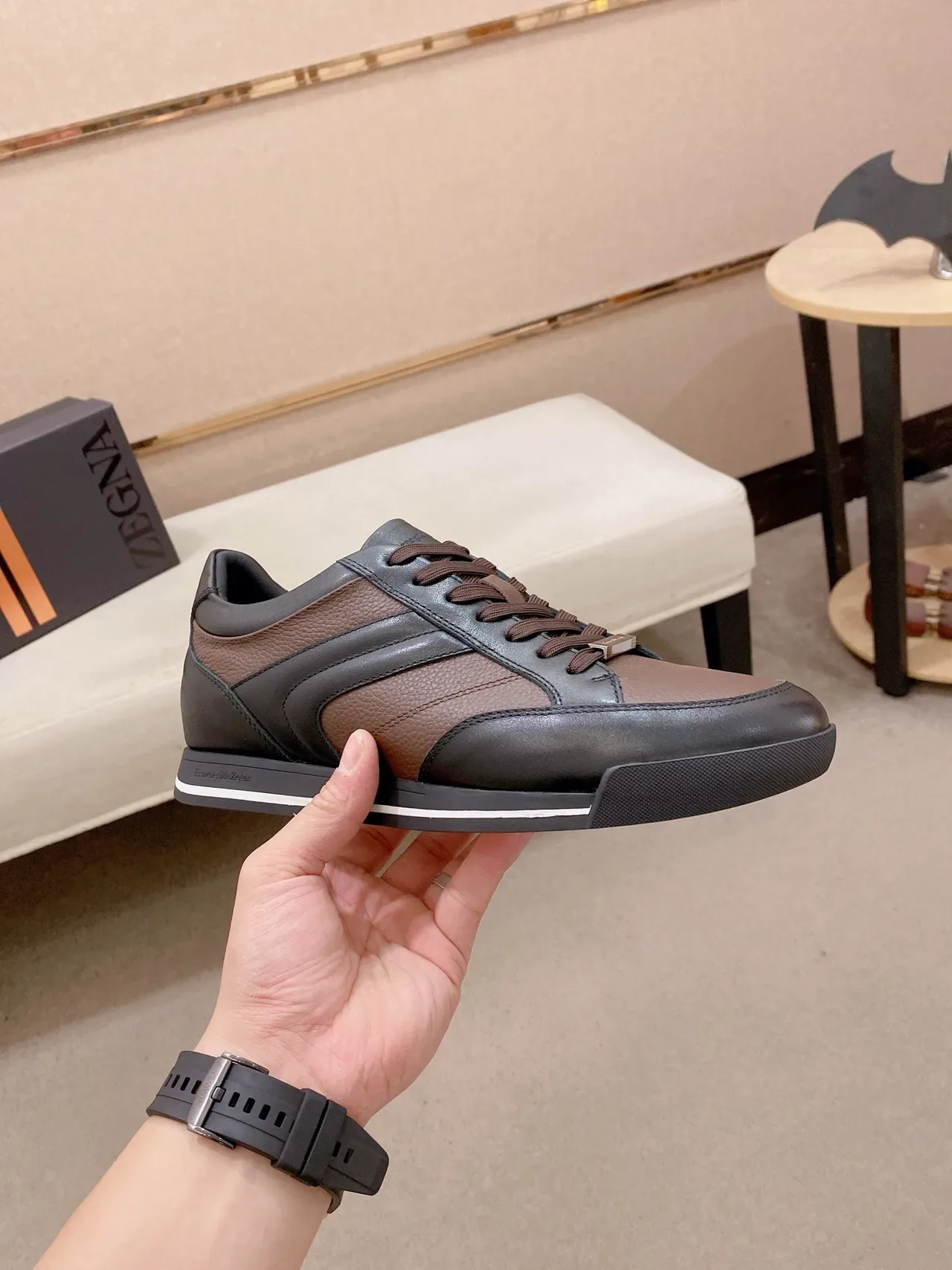Zegna Two-Tone Leather Lifestyle Sneakers 5