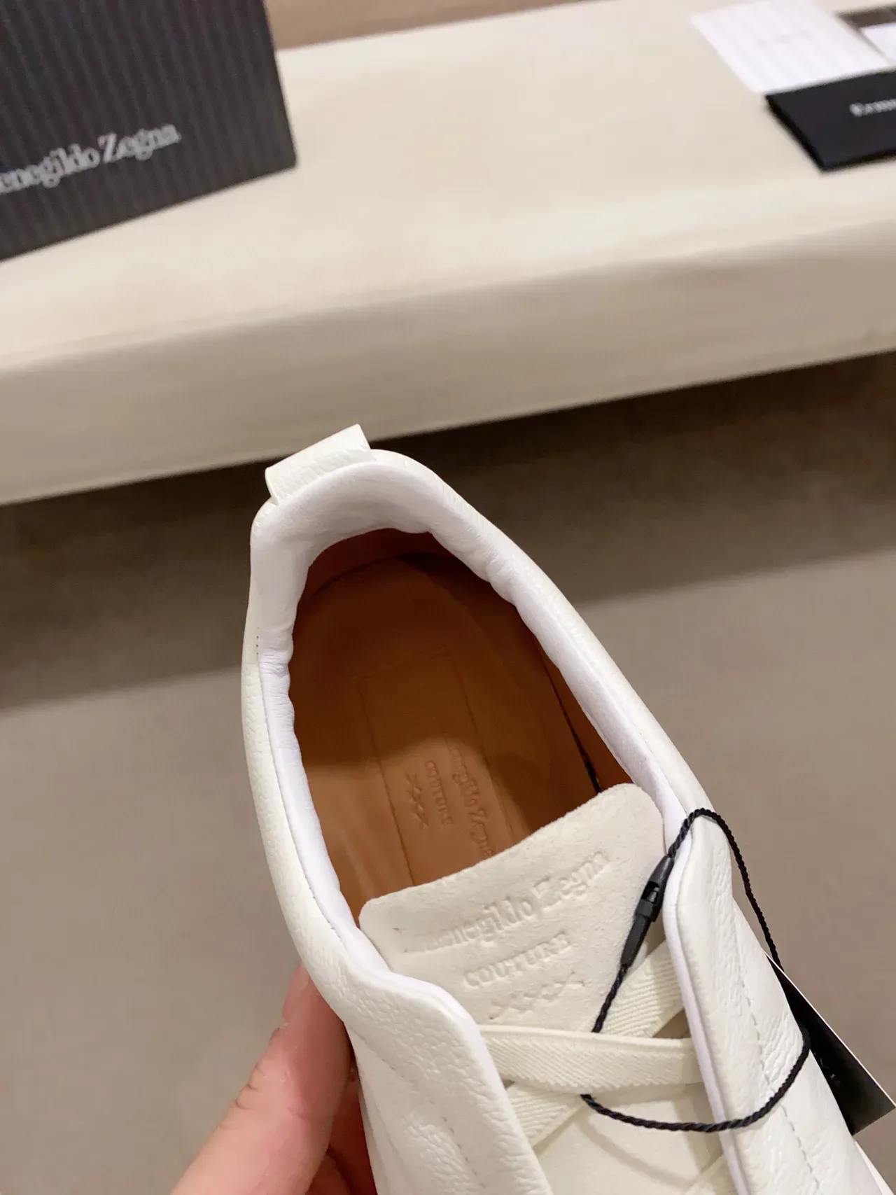 Zegna White Laceless Slip-On Lifestyle Sneaker 5