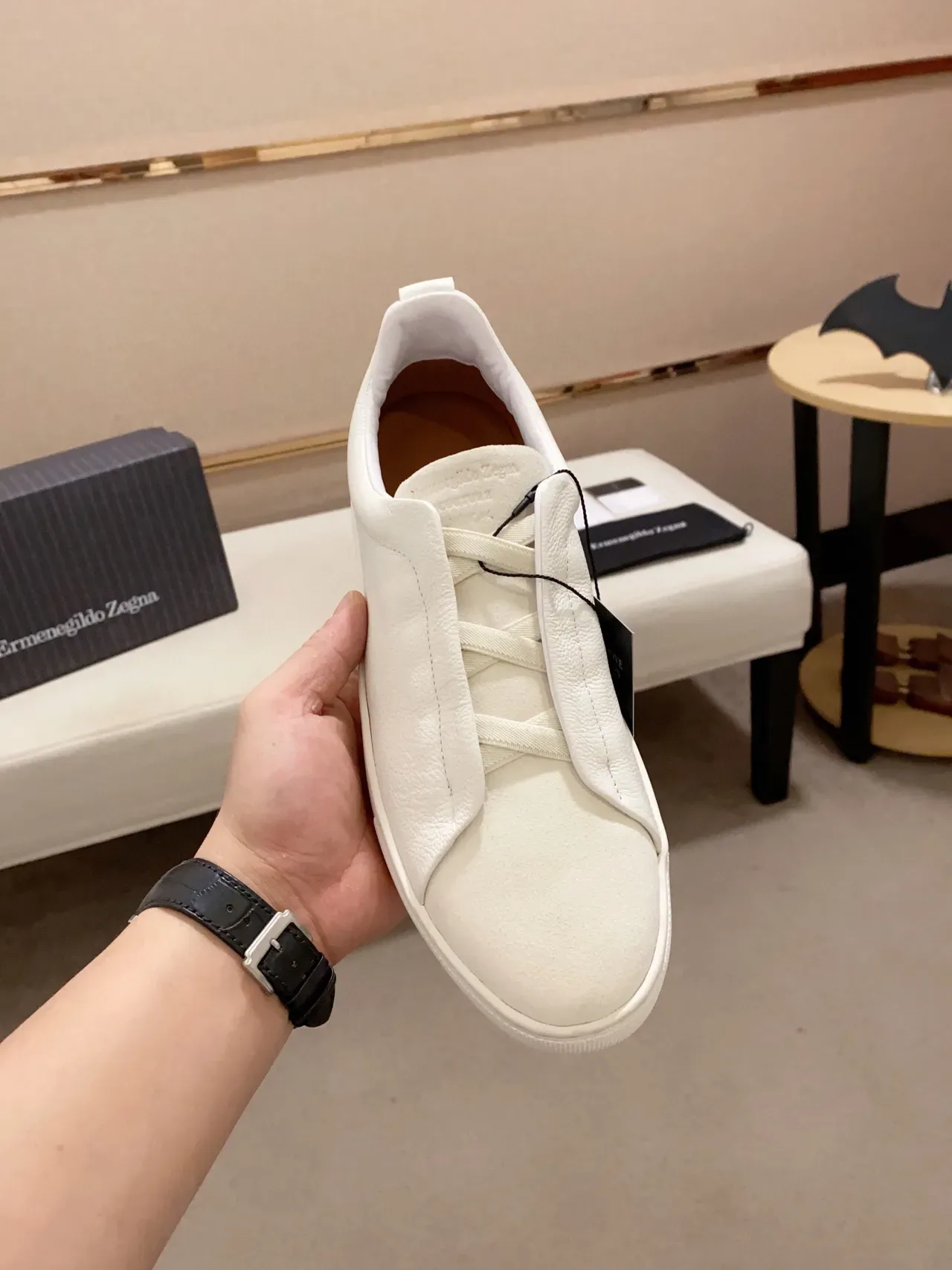 Zegna White Laceless Slip-On Lifestyle Sneaker 6