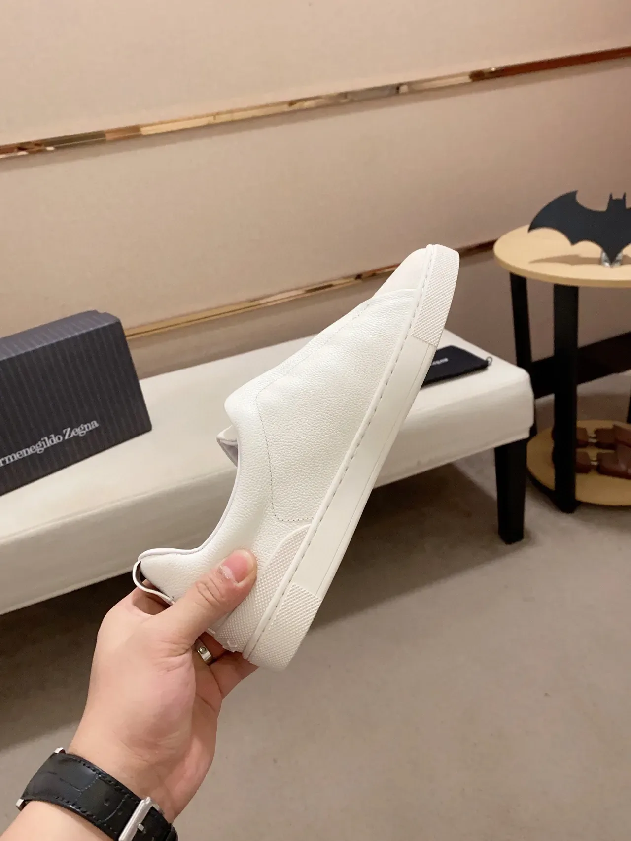 Zegna White Laceless Slip-On Lifestyle Sneaker 7