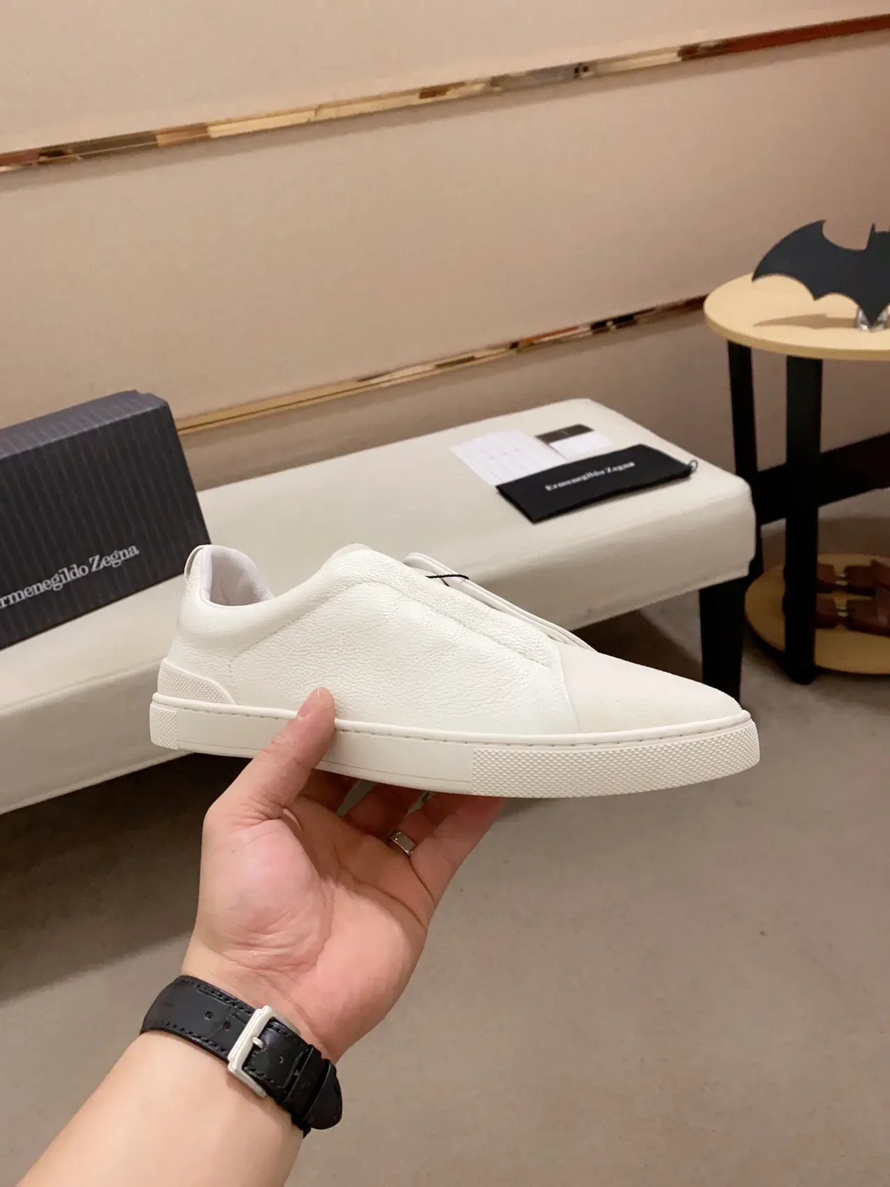 Zegna White Laceless Slip-On Lifestyle Sneaker 8