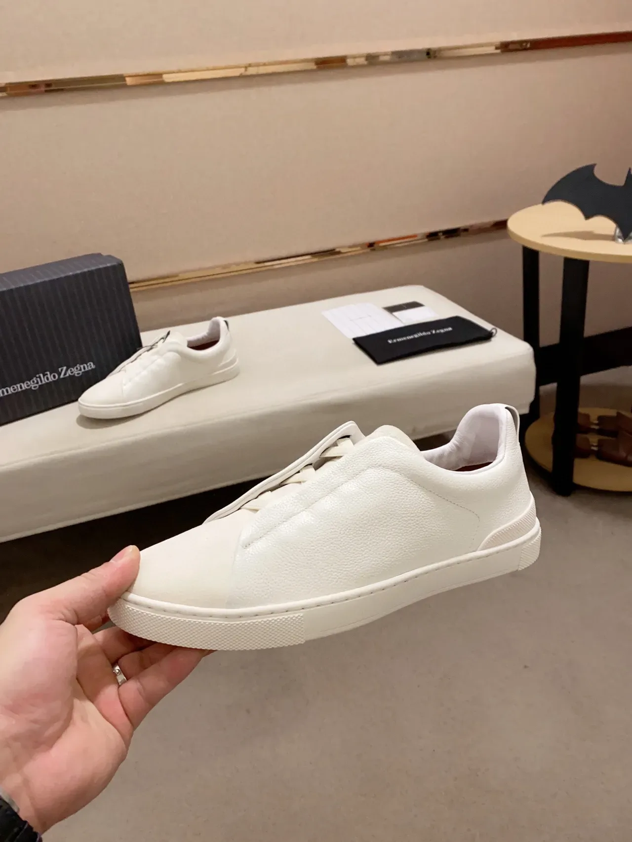 Zegna White Laceless Slip-On Lifestyle Sneaker 9