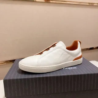 Zegna सफेद चमड़े का स्लिप-ऑन लाइफस्टाइल स्नीकर्स