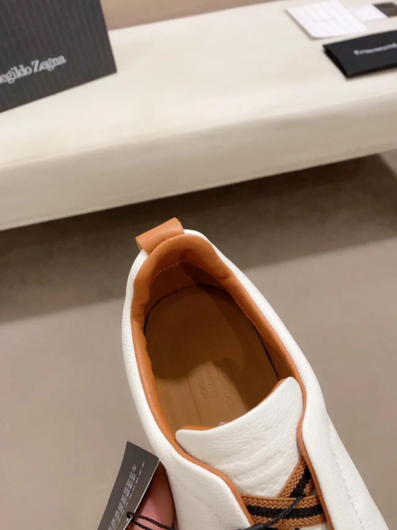 Zegna Chaussure Lifestyle Slip-On en Cuir Blanc 3