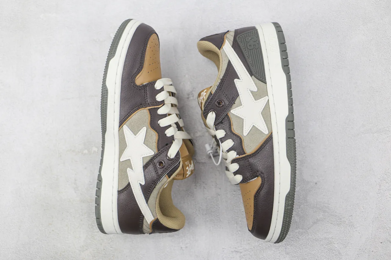 A Bathing Ape BAPE STA भूरा बेज ग्रे स्केटबोर्ड जूते 2