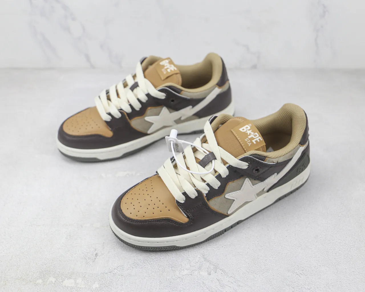 A Bathing Ape BAPE STA भूरा बेज ग्रे स्केटबोर्ड जूते 4