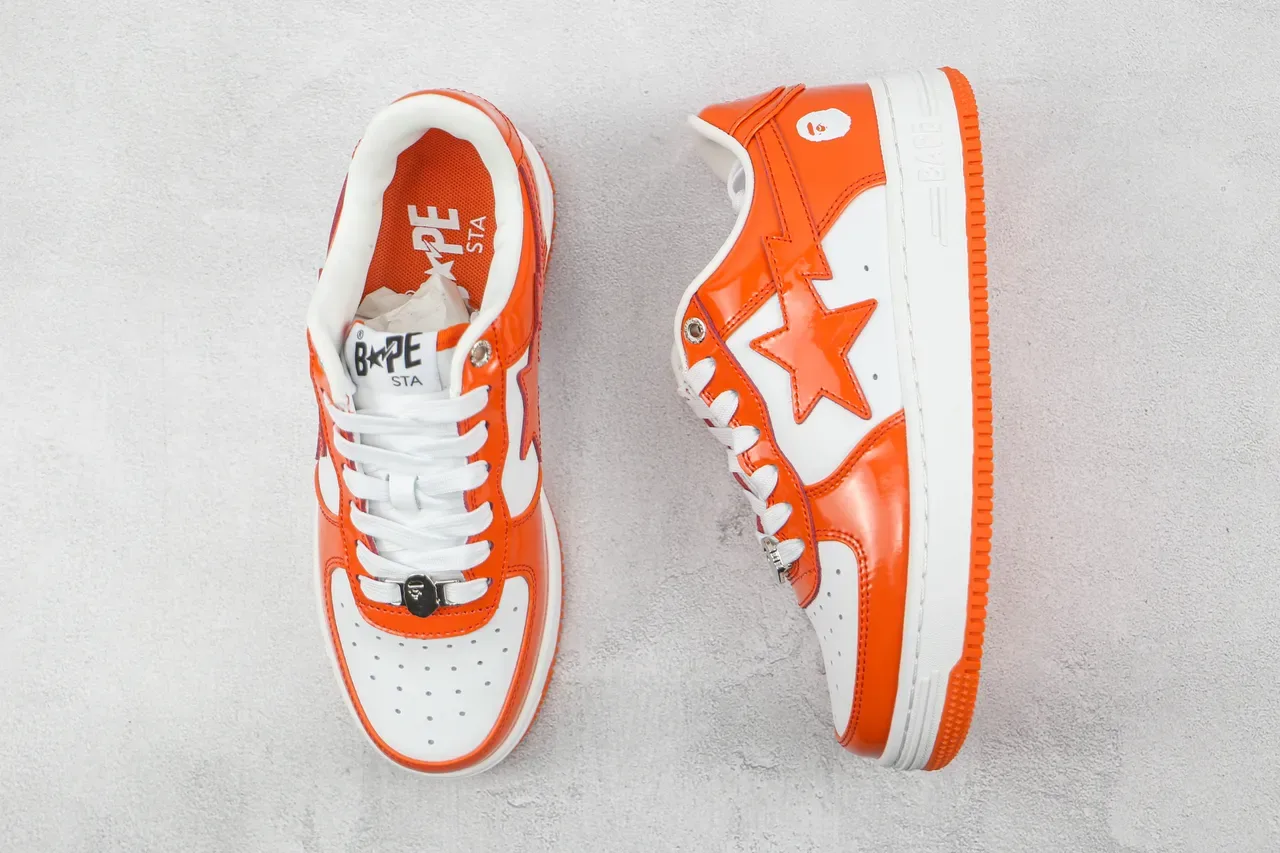 A Bathing Ape BAPE STA Zapatillas Lifestyle Naranja y Blanco Brillantes 3