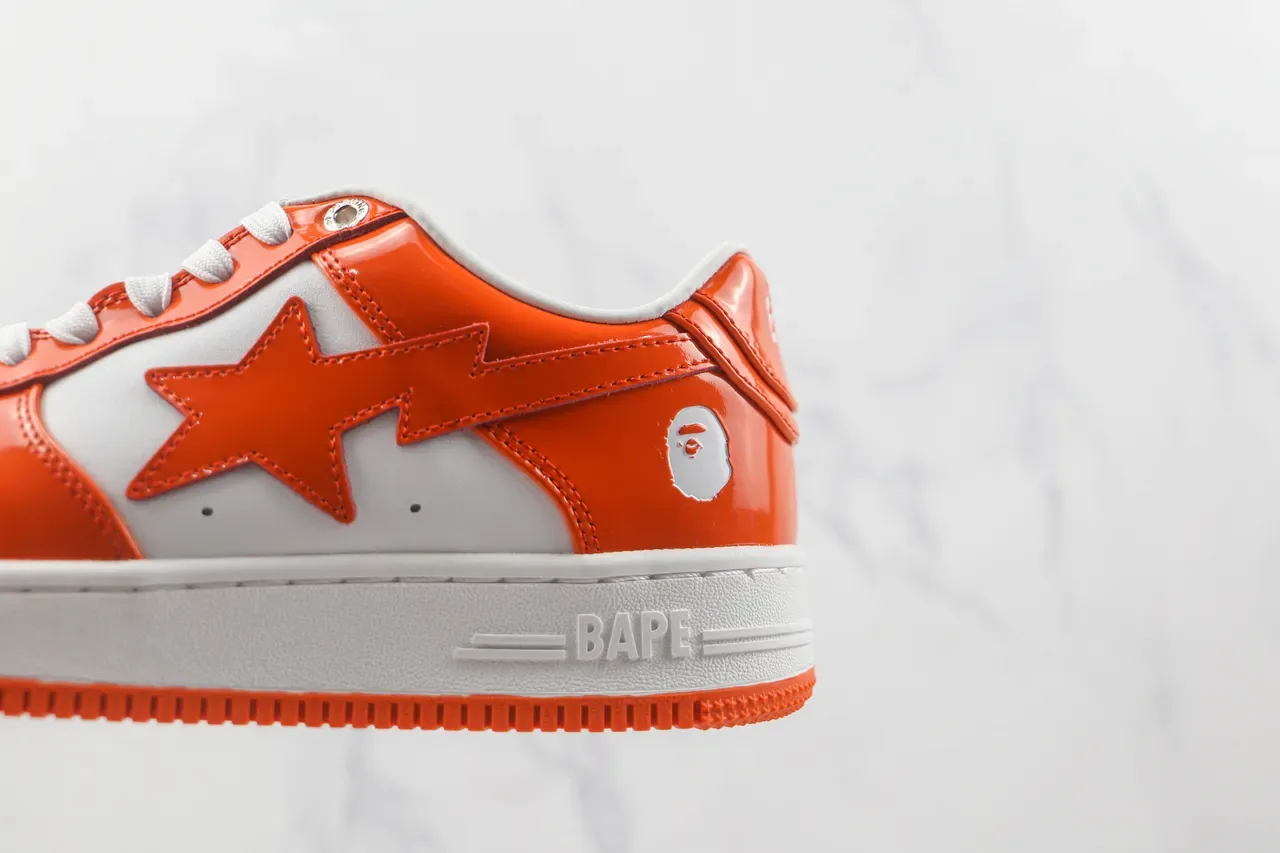 A Bathing Ape BAPE STA Zapatillas Lifestyle Naranja y Blanco Brillantes 7