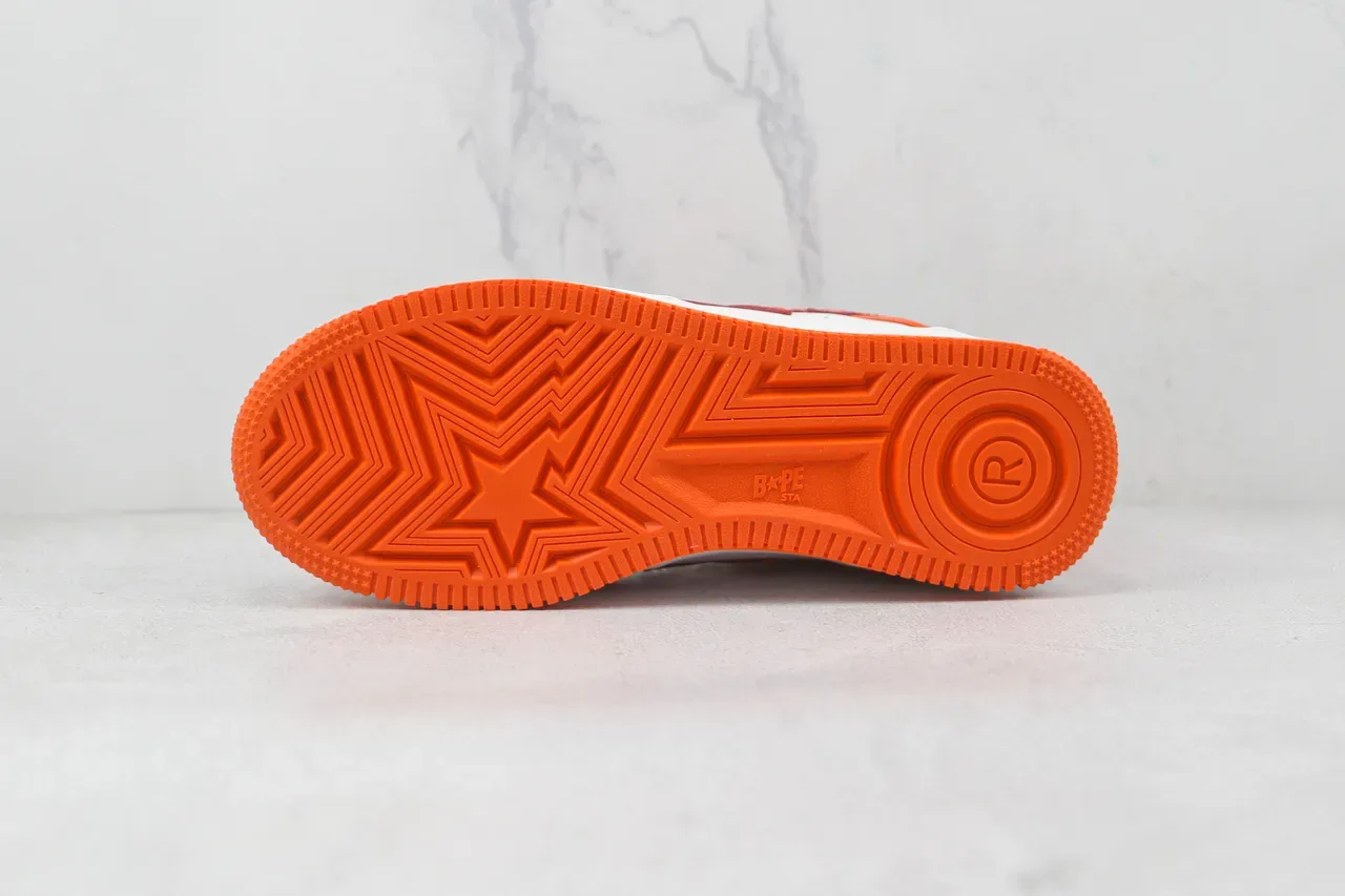 A Bathing Ape BAPE STA Zapatillas Lifestyle Naranja y Blanco Brillantes 8