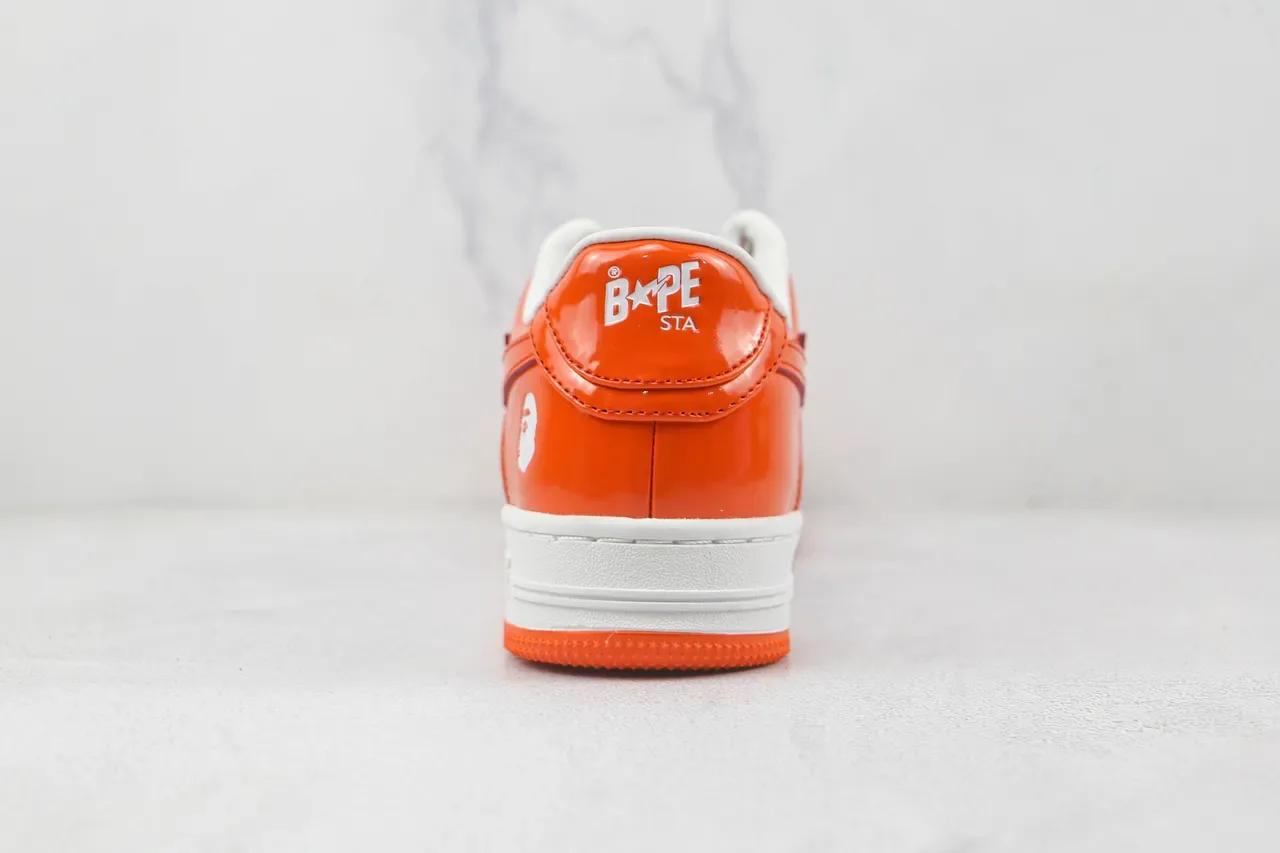 A Bathing Ape BAPE STA Zapatillas Lifestyle Naranja y Blanco Brillantes 9