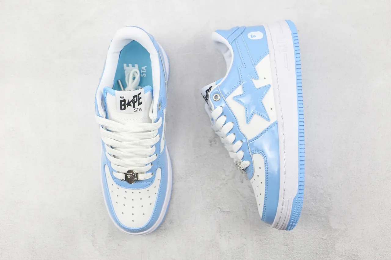 A Bathing Ape BAPE STA Light Blue Patent Leather Lifestyle Sneakers 3