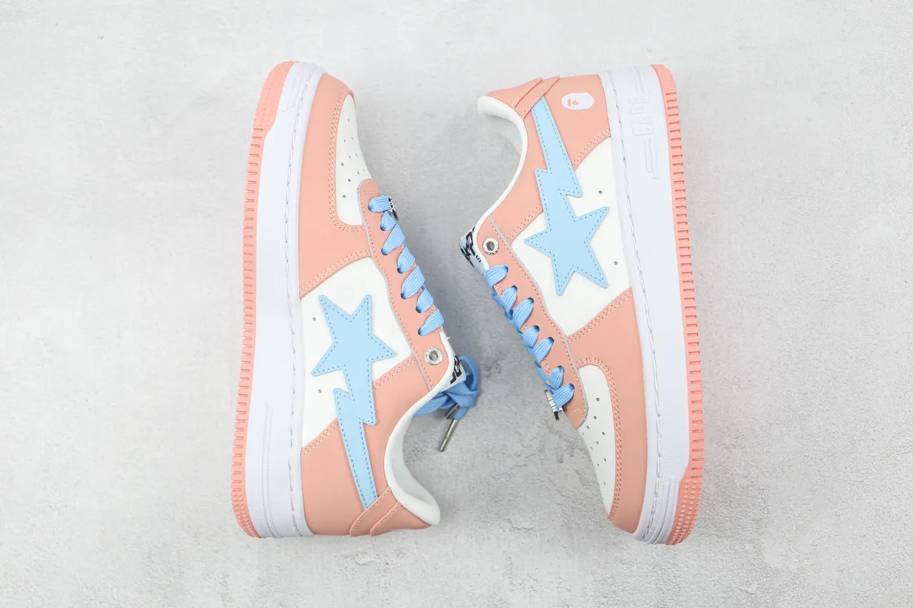 A Bathing Ape BAPE STA গোলাপি সাদা নীল জীবনশৈলী স্নিকার্স 2