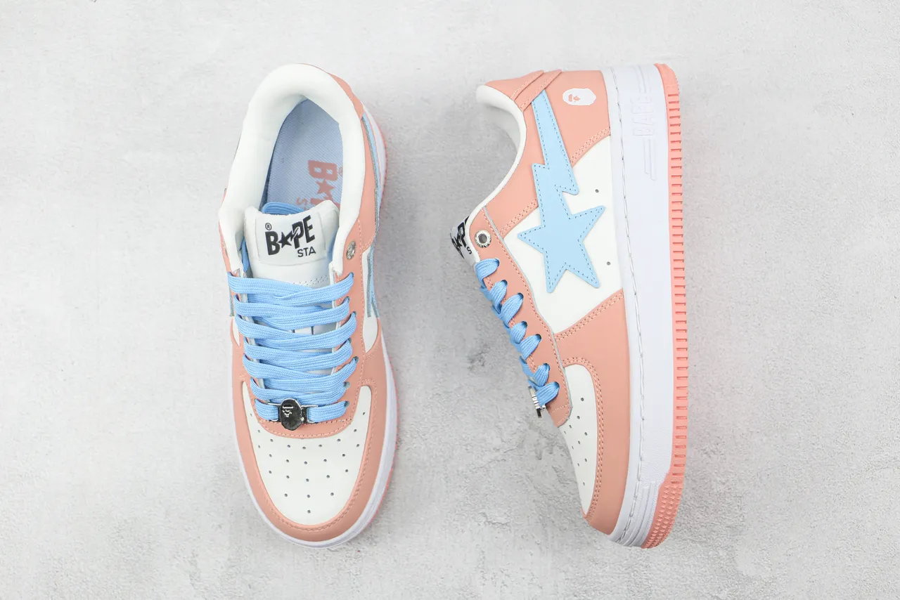 A Bathing Ape BAPE STA গোলাপি সাদা নীল জীবনশৈলী স্নিকার্স 3