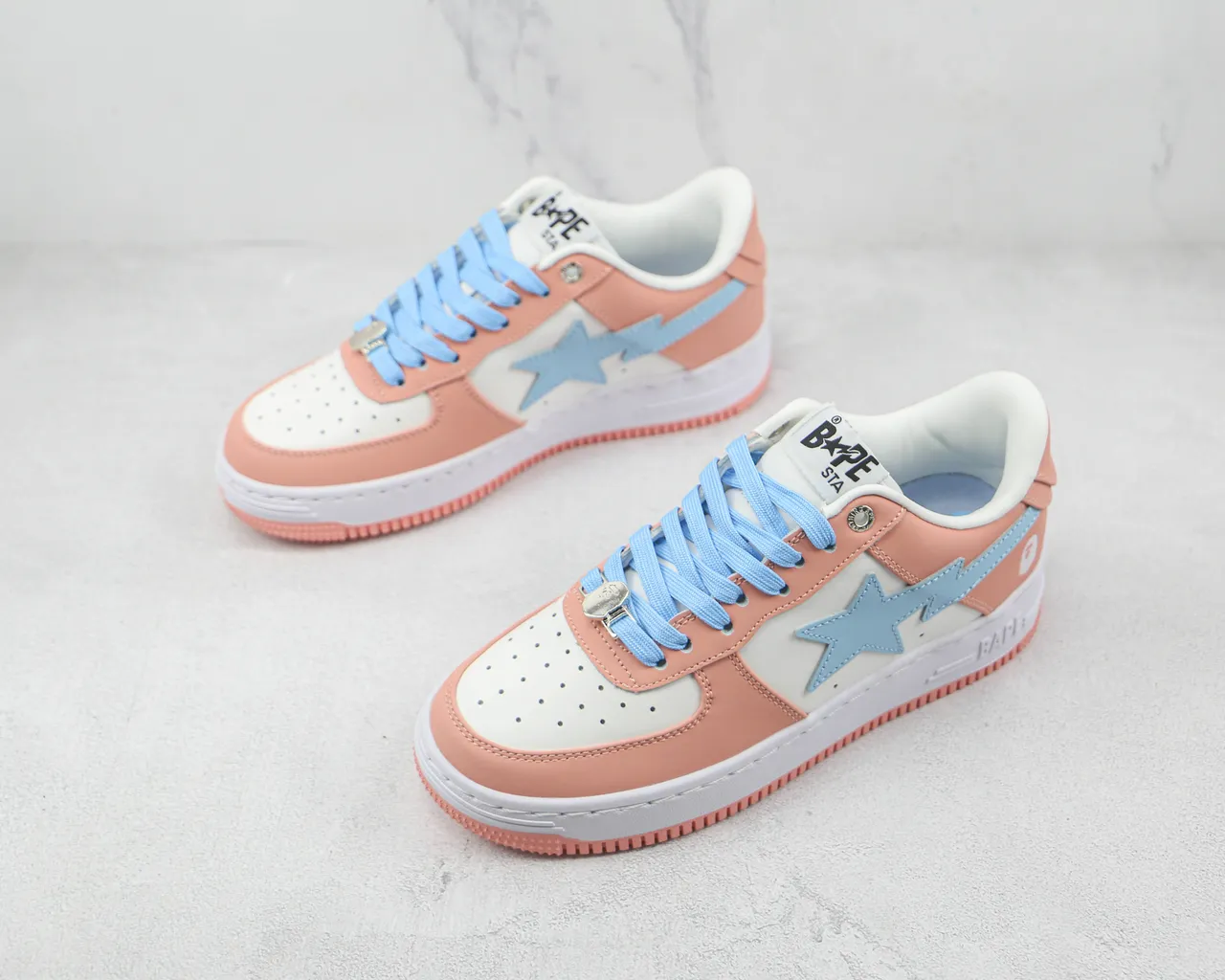 A Bathing Ape BAPE STA গোলাপি সাদা নীল জীবনশৈলী স্নিকার্স 4