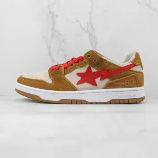 A Bathing Ape BAPE STA Red Star Tan Suede Lifestyle Sneakers