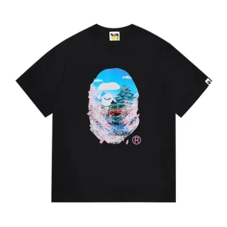 تي شيرت A Bathing Ape أسود وردي بطباعة جرافيك سيلويت