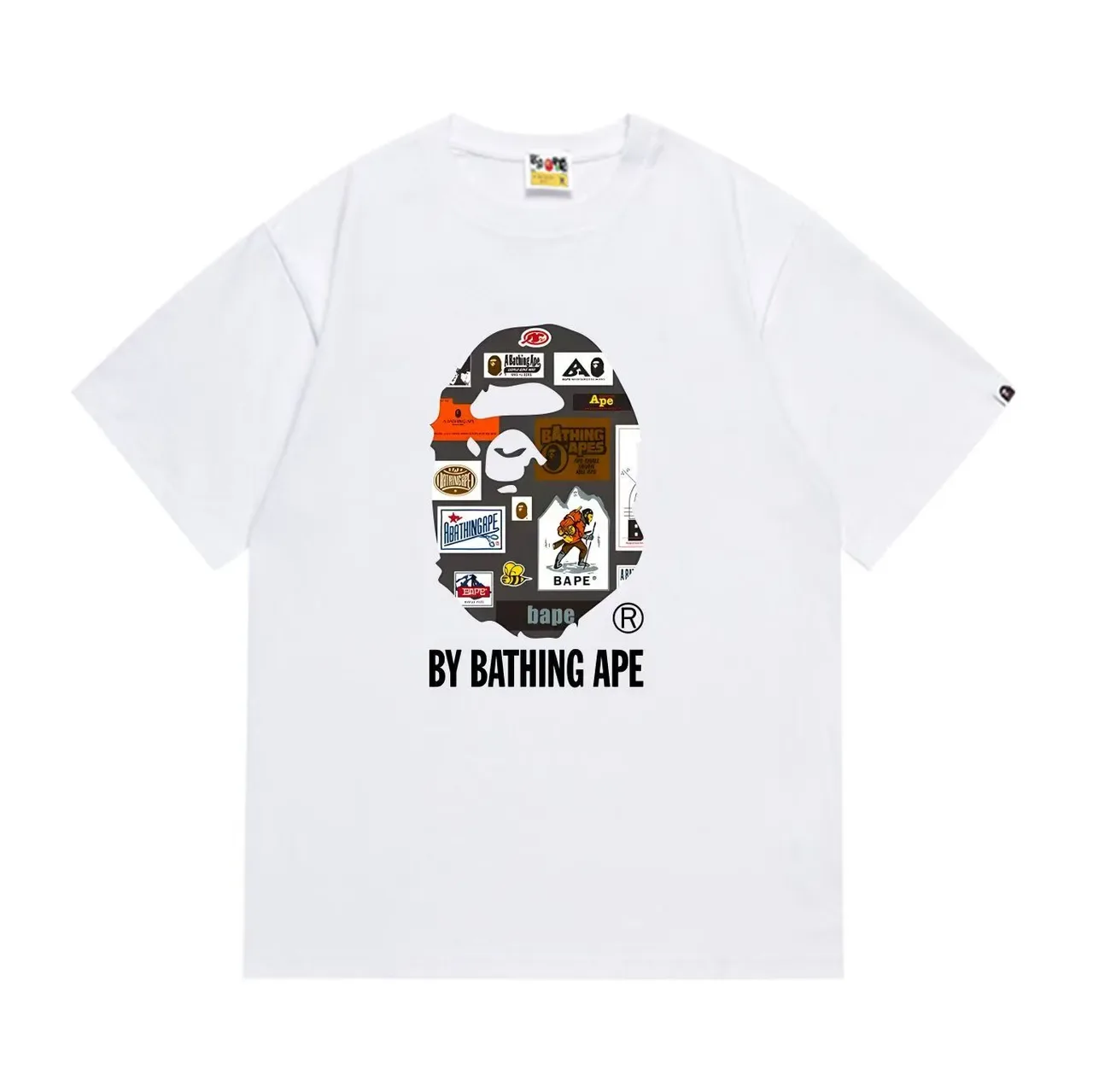 تي شيرت أسود A Bathing Ape بطبعة رأس قرد كولاج 3