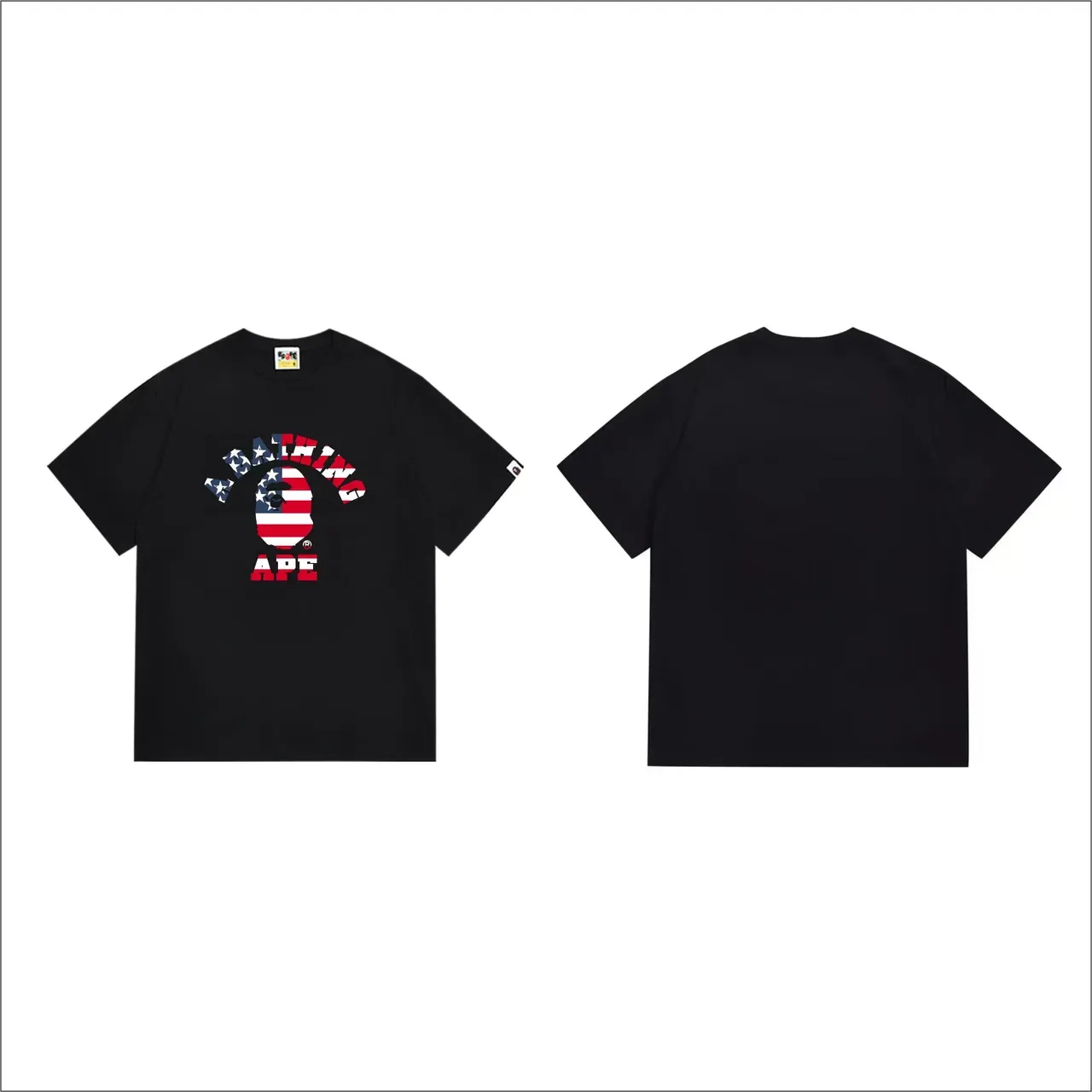Camiseta gráfica A Bathing Ape cabeça de macaco com bandeira 4