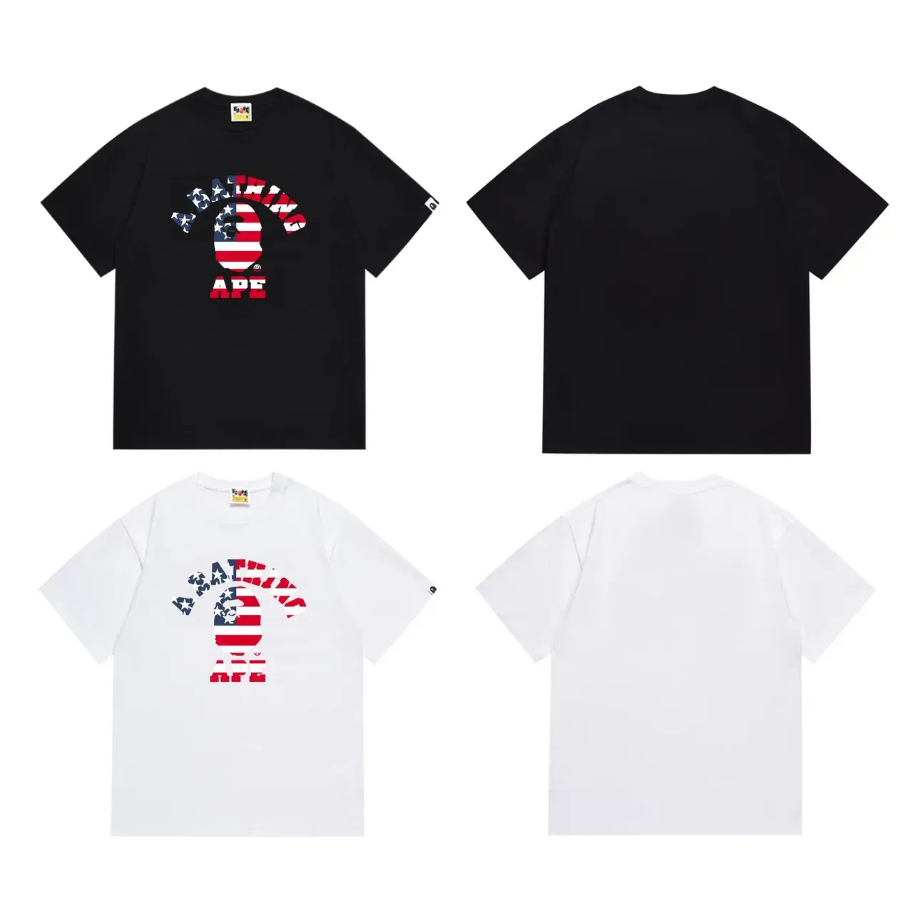 Camiseta gráfica A Bathing Ape cabeça de macaco com bandeira 6