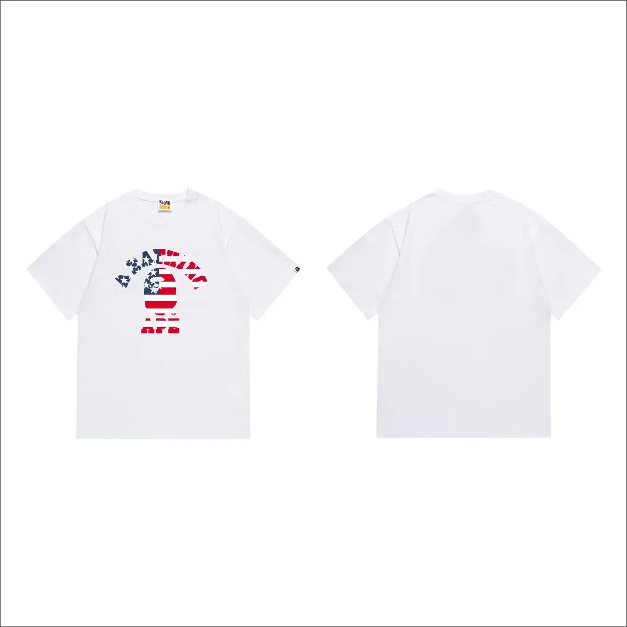 Camiseta gráfica A Bathing Ape cabeça de macaco com bandeira 7