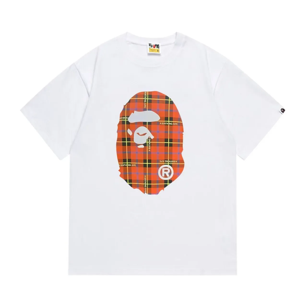 A Bathing Ape 格纹猿头图案黑色T恤 5
