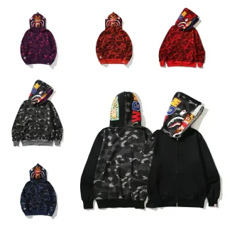 A Bathing Ape Shark Purple Multicolor Full-Zip Hood Appliqué Hoodie