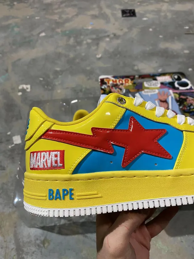 A Bathing Ape x Marvel BAPE STA Amarillo Azul Rojo Lightning-Star Zapatillas lifestyle 8