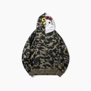 A Bathing Ape x Sanrio Split-Face ABC Camo Hoodie