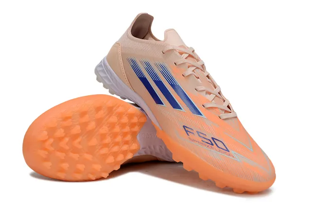 Adidas Beige Orange Low-Cut Synthetic Upper Conical Studs Turf Soccer Shoes 4