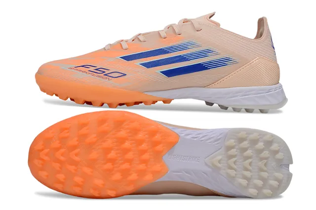 Adidas Beige Orange Low-Cut Synthetic Upper Conical Studs Turf Soccer Shoes 6